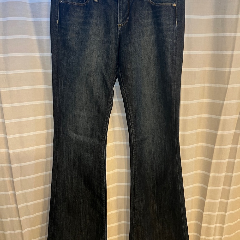 PAIGE Dark Blue Flare Women's Jeans Laurel Canyon low rise boot cut
